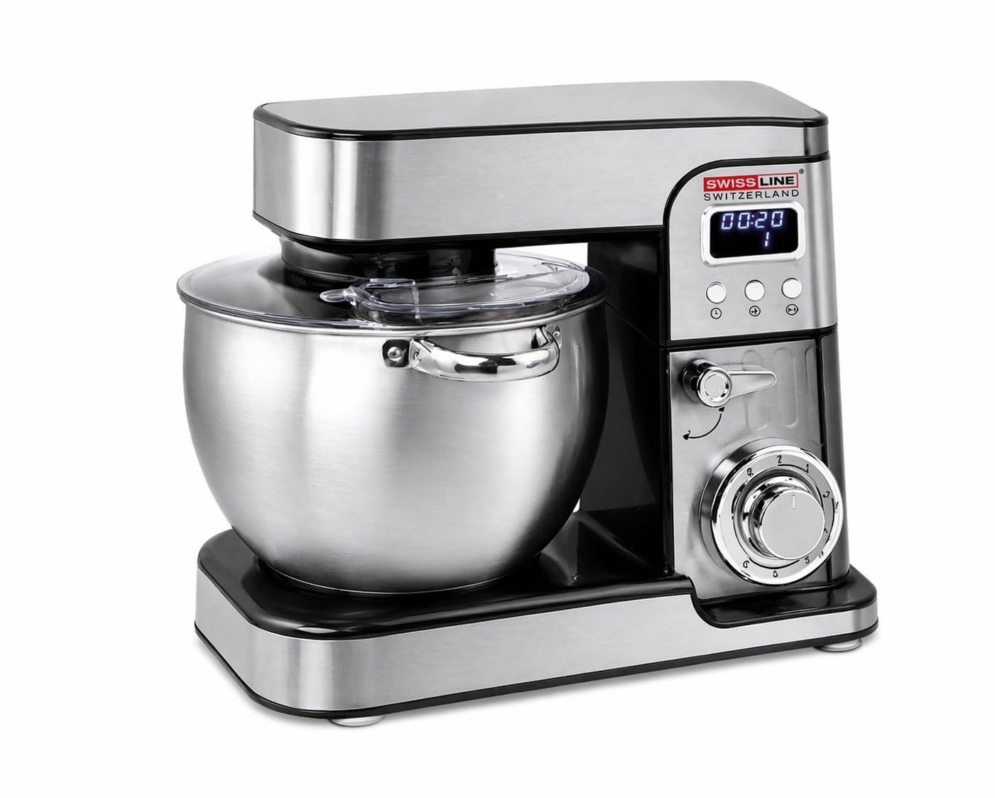 Batidora Amasadora Multifunción 9L con Bol de Acero Inoxidable, 6 Velocidades, Cabezal Inclinable y Protección Antisalpicaduras, Robot de Cocina Profesional 2800w