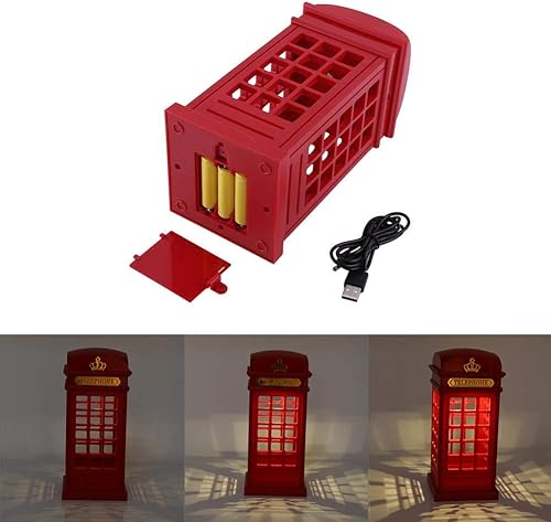 Miniatura 4 de ASHATA Cabina de teléfono retro LED lámpara de noche táctil regulable mesa escritorio luz para dormitorio estudiantes dormitorio dormitorio