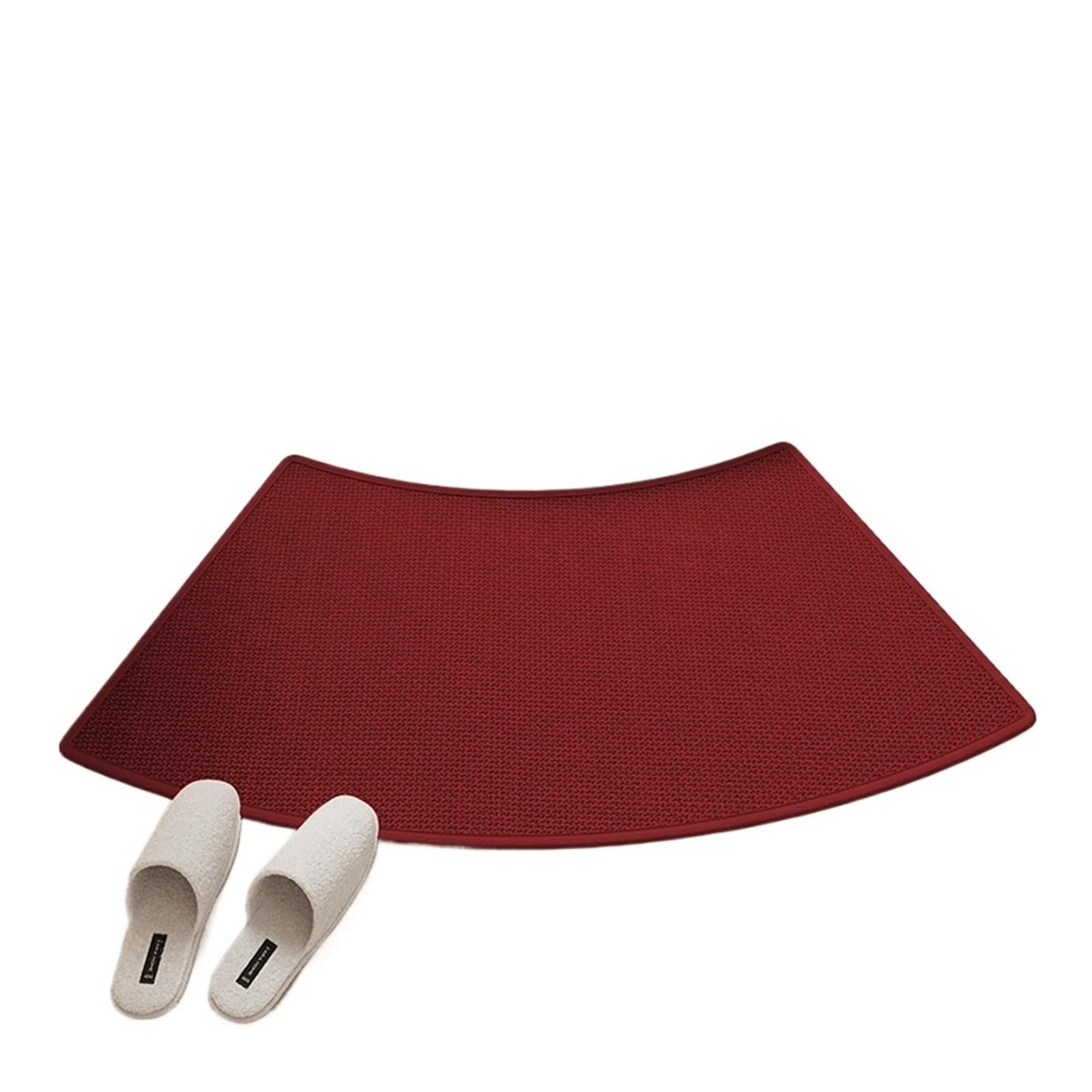 Curved Shower Mat Curved Linen Bath Mat with Rubber Backing, Fast Absorbing Non Slip Bathroom Rug, Quick Dry Shower Door Mat(Red,45x100cm)