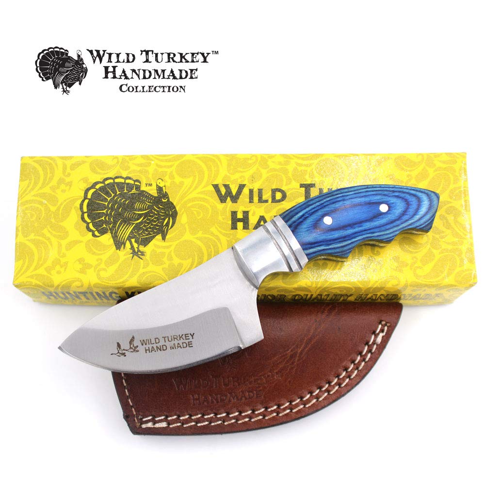 Wild Turkey Handmade Collection Fixed Blade Hunting Knife w/Genuine Leather Sheath