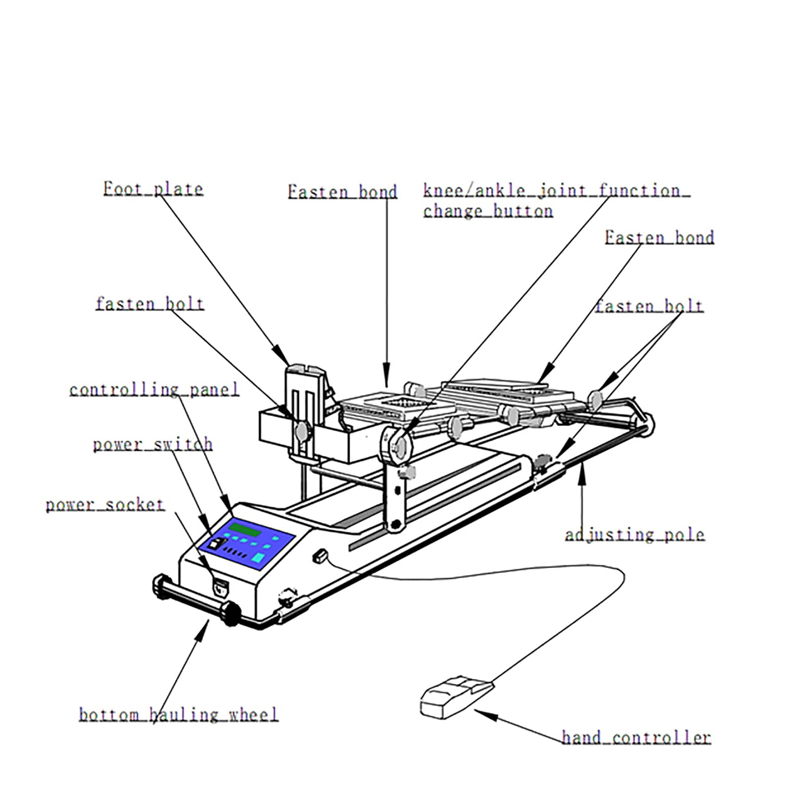 HZFAIGLL Electric Knee Rehabilitation Trainer with Screen Display, Angle Speed Adjustable, 0°-120° Training Angle, Lower Limb Joint Rehabilitation Device