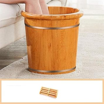 foot tub wooden foot basin wood foot basin solid cedar wood foot basin bucket for foot bath, pedicure bowl spa massage wooden foot tub with lid with massager foot bath wooden bucket foot spa house
