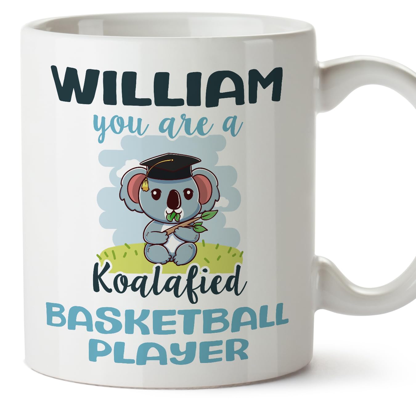 MUGFFINS Personalised Mug for Basketball Player Man - in English - Custom Koalafied - Funny Custom Gift for Colleagues - Ceramic 11oz Mug — image 1