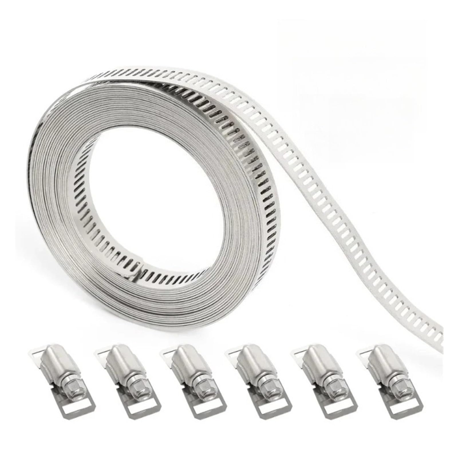 2set Adjustable Large Hose Clamps Worm Gear Stainless Steel Clamp with Fasteners Band for Tube(3.0M)