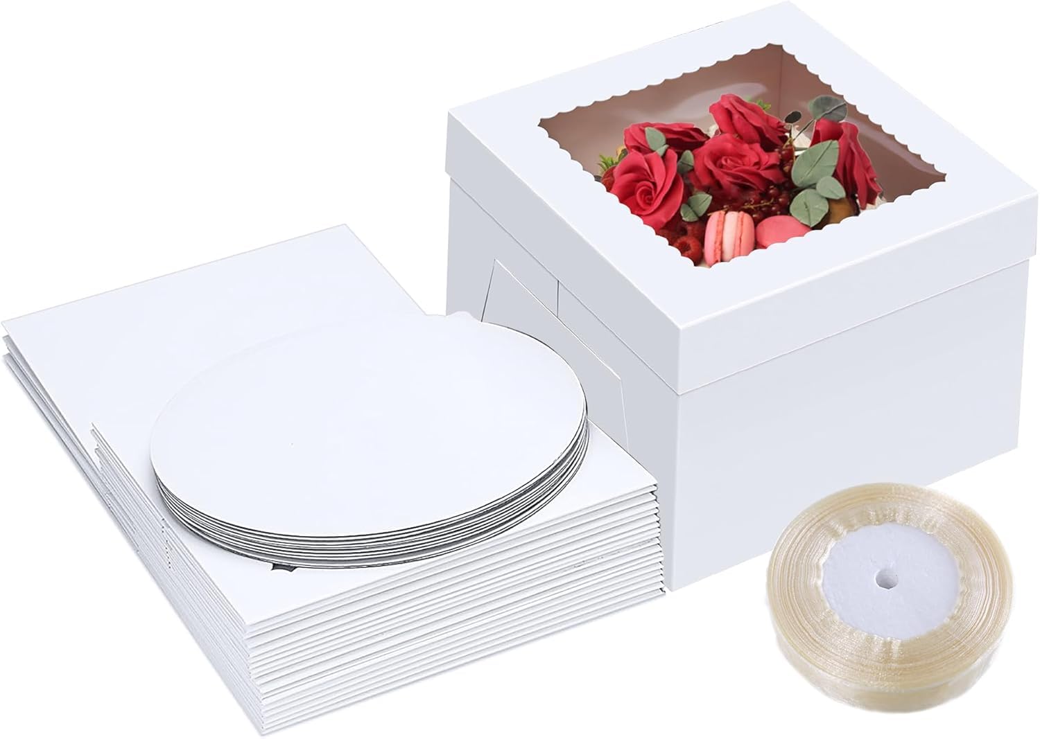 2x Boîte De Rangement Ronde à Gâteau/pâtisserie Transparente 32 X 15 Cm Avec Fond Vert