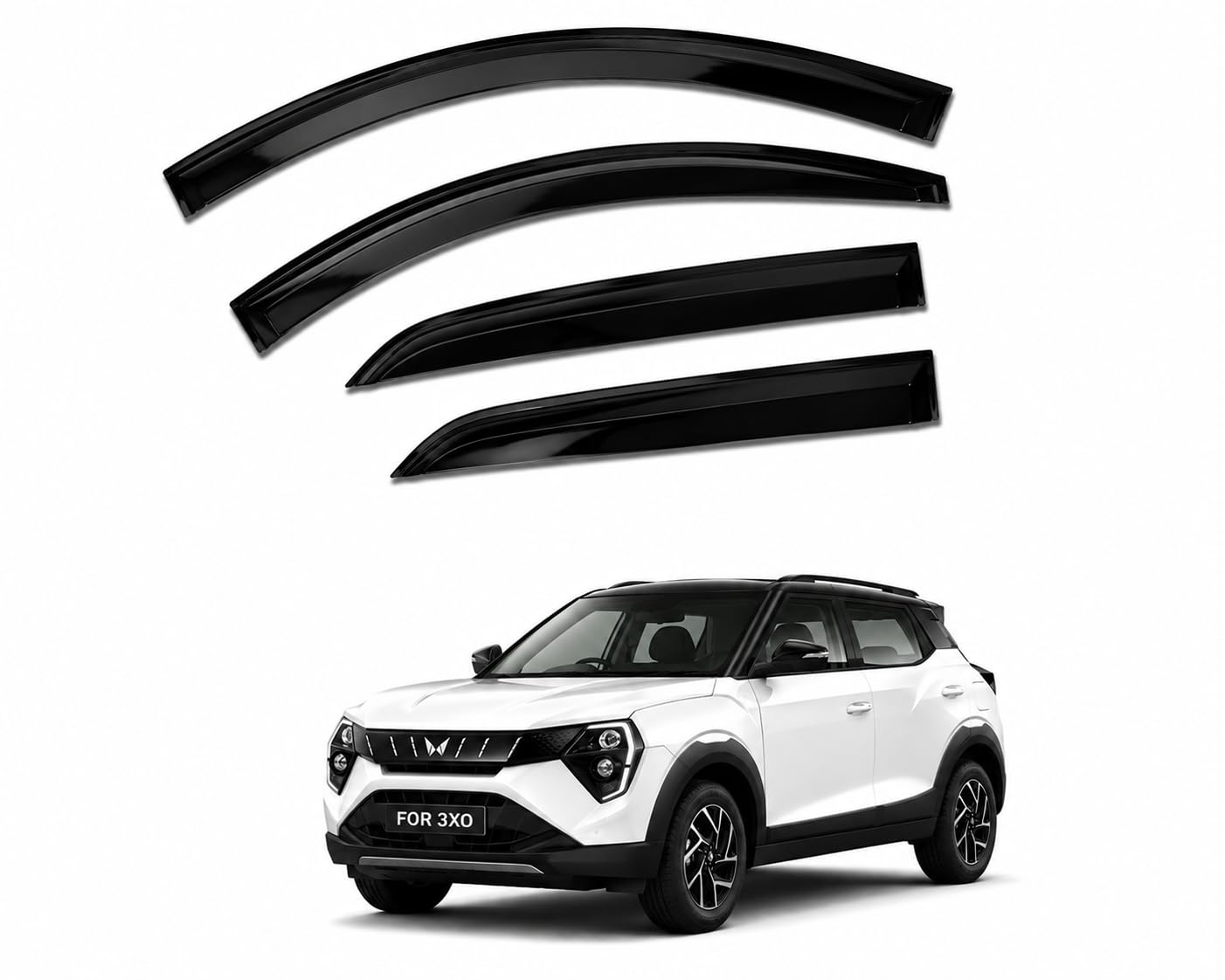 Wind Deflector Door Visor for Mahindra XUV 3XO, Smoke Black, Set of 4-image-10