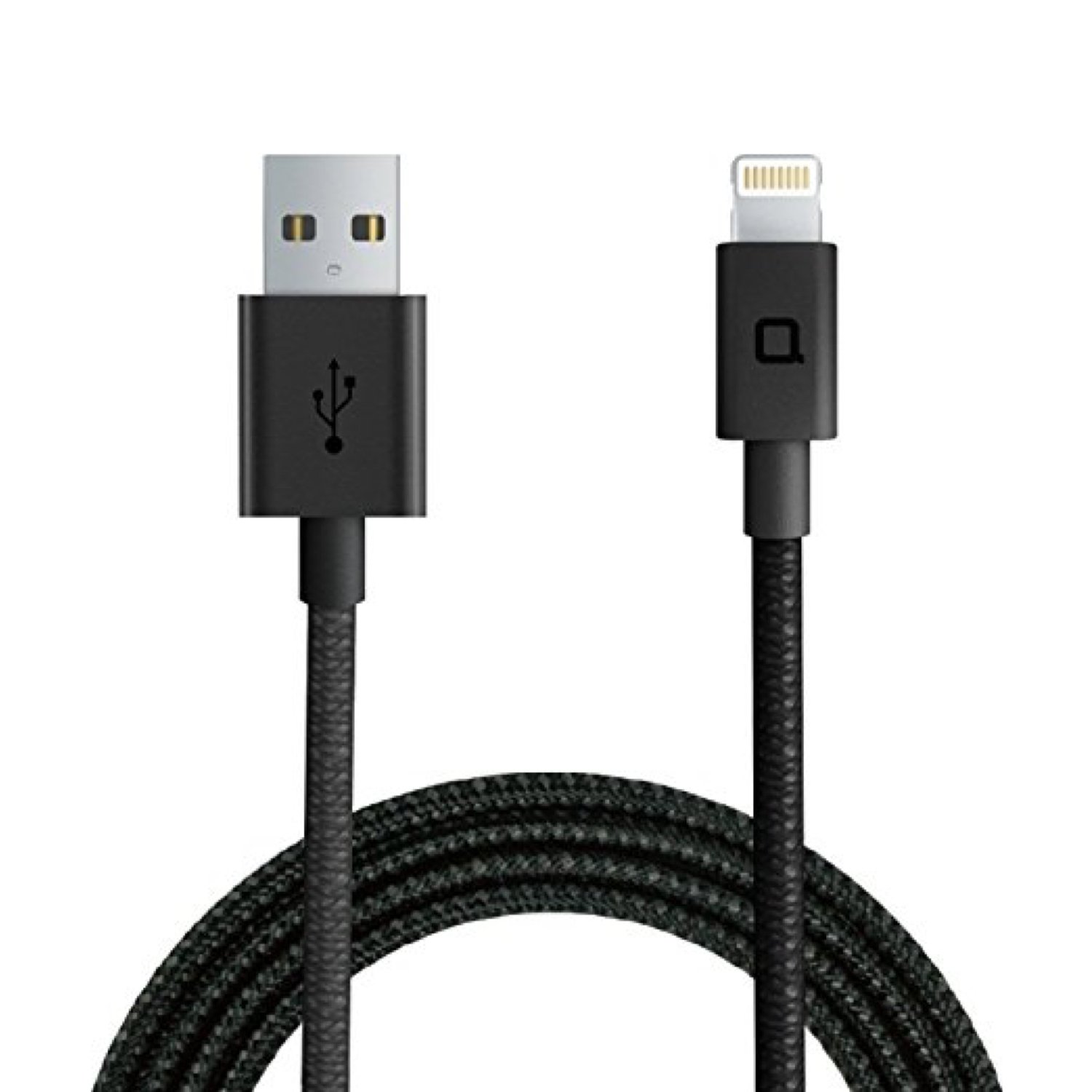 Cavo USB Nonda Zeus Lightning 1.2m - Nylon Intrecciato Fibra Aramidica - Ricarica Veloce 2.4A - Nero