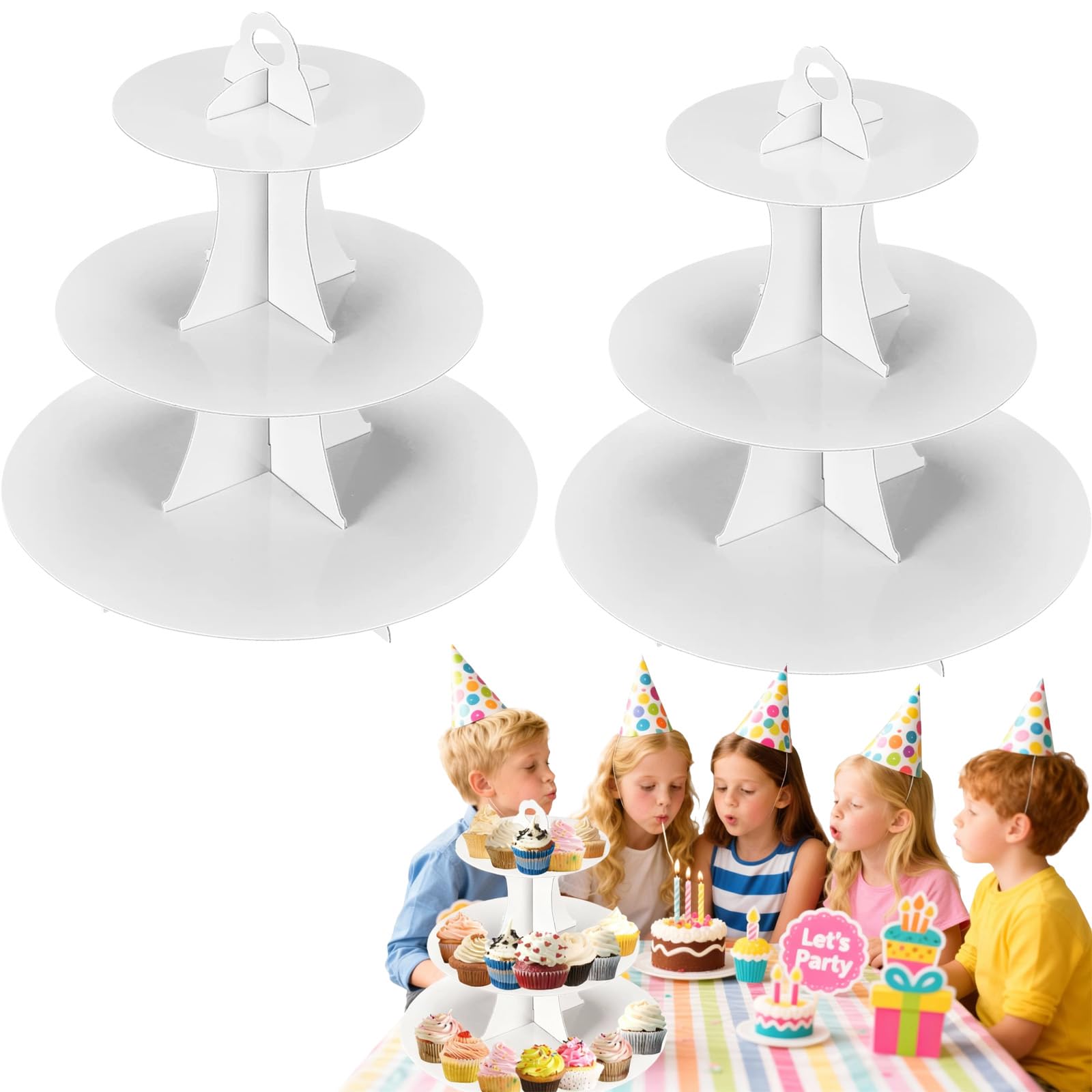 Présentoir à cupcakes pour anniversaire et buffet de fête en carton