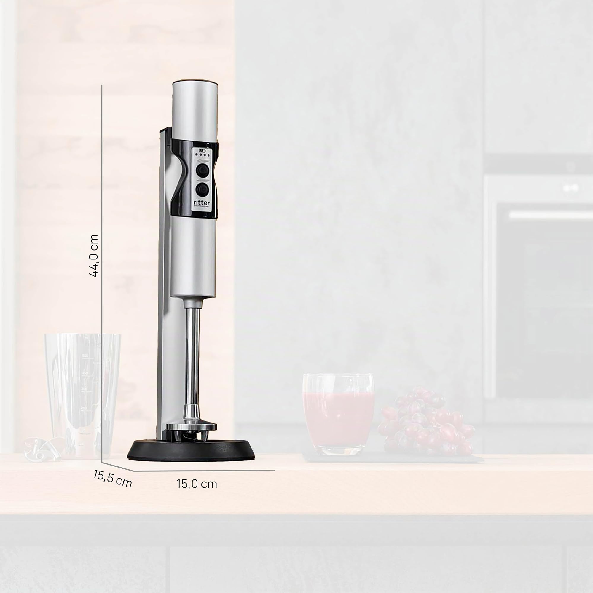 ritter stilo 7 Kabelloser Akku-Stabmixer, Made in Germany, Silber