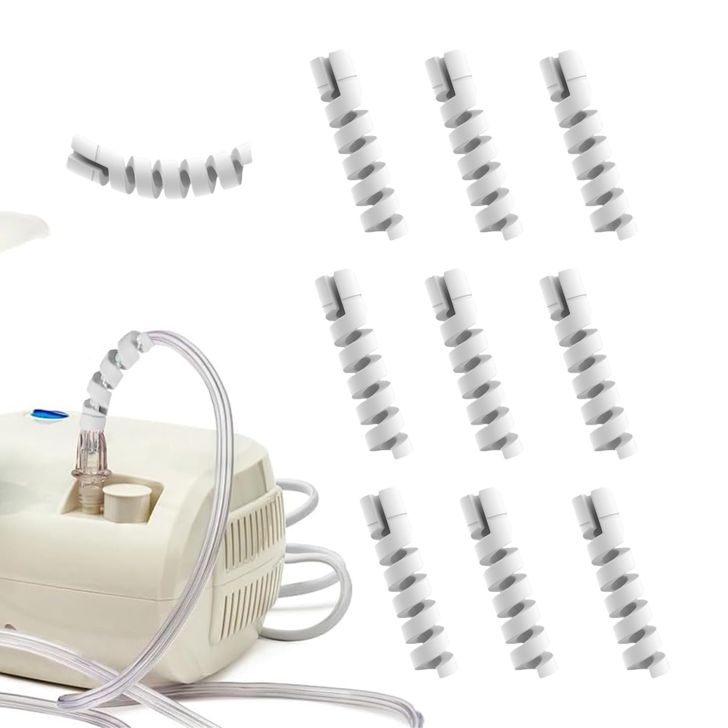 10 Pack Oxygen Tube Support Crimp Straightener for Oxygen Hose Keep Oxygen Hose from Kinking, for Portable Oxygen Concentrator Oxygen Hose Nasal Cannula（White）