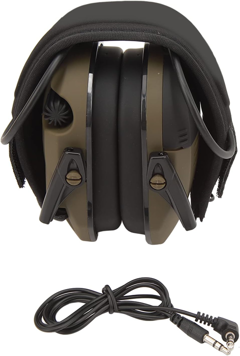 Pssopp Electronic Ear Muffs, Hearing Protection with Directional Microphone Amplifies Range Commands to 82 dB, with Compact Folding Design, for Sports Events, Woodworking, Lawn Care (Green