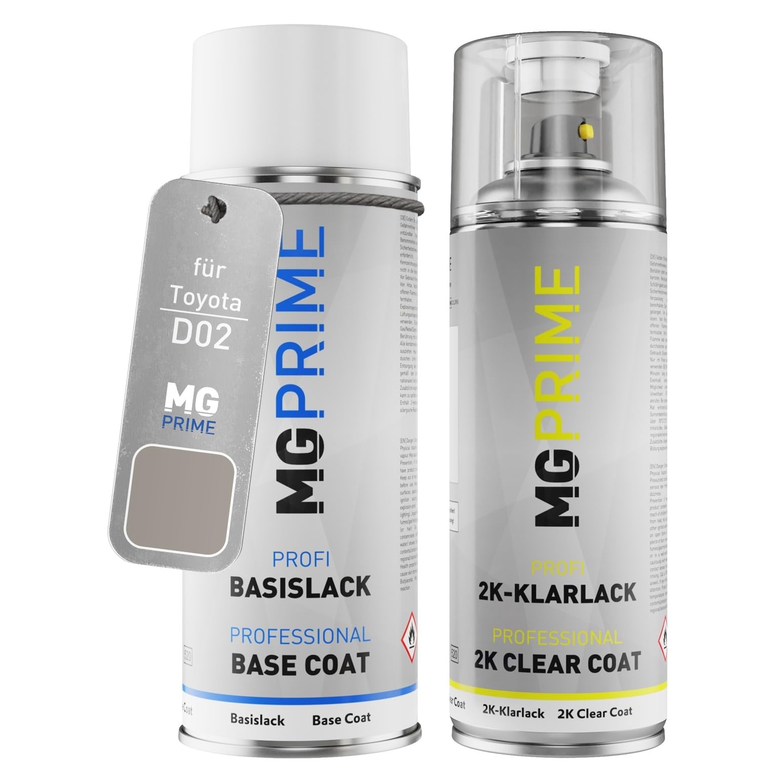 Mg Prime Silver Metallic Car Paint 2K Spray Can Set For Toyota D02 /Suzuka Silver Base Coat 2K Clear Coat Spray Can