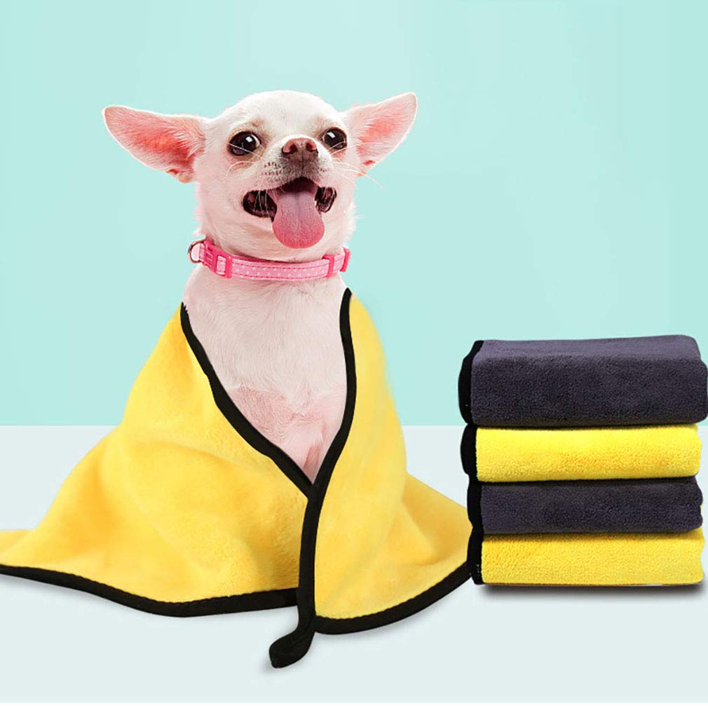 Absorbant Robe de Bain d'eau pour Chien et Chat, Microfibre Serviette de Bain pour Animaux de Compagnie à Séchage Rapide Rapidement (Jaune)