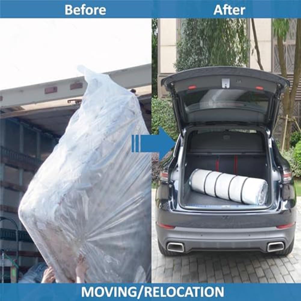 Bolsa de colchón al vacío de PA+PE para mudanzas y almacenamiento, compresión hermética hasta un 80%, para colchones de látex, transparente con correas para facilitar el transporte y protección contra