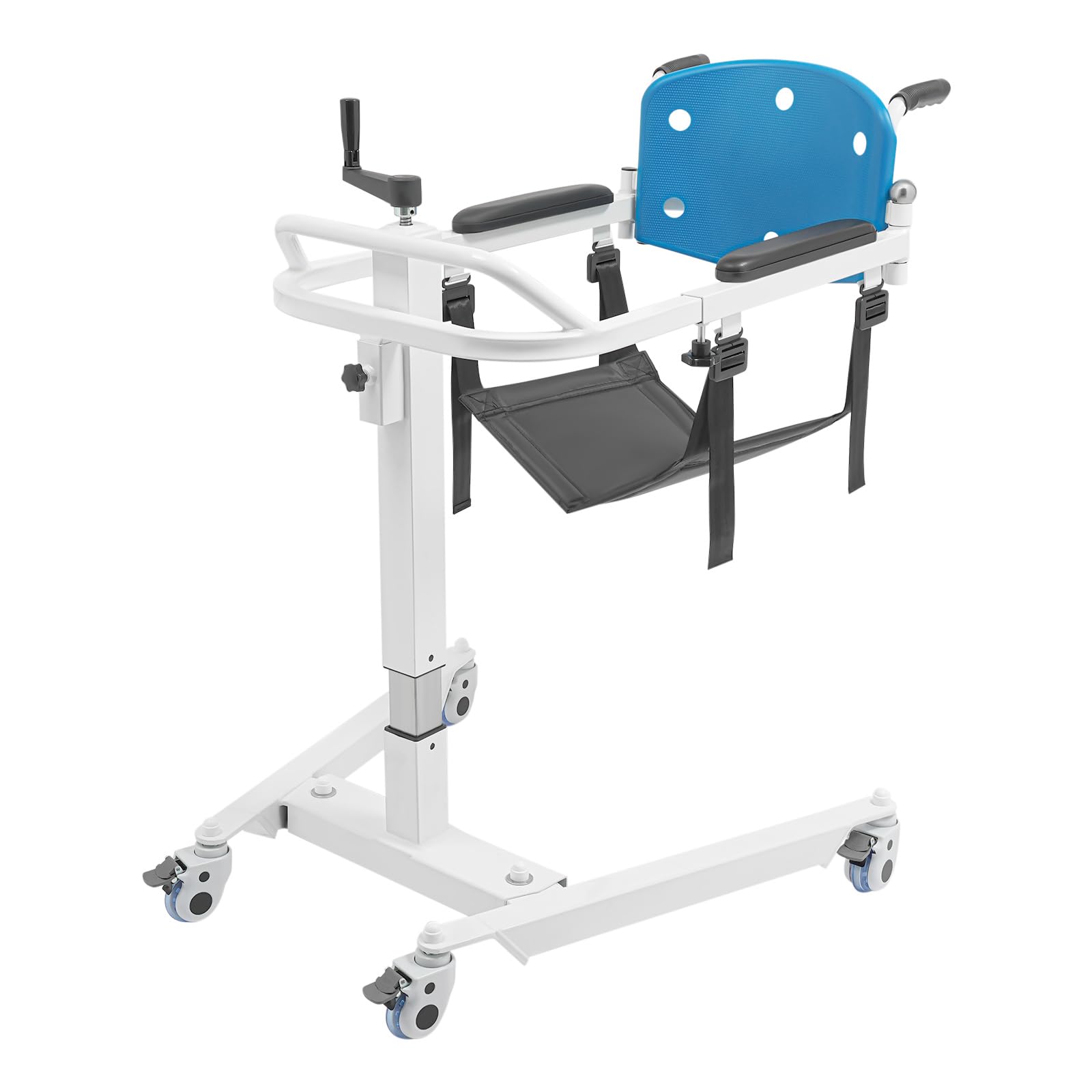 Silla de ruedas de transferencia para pacientes, elevador hidráulico para pacientes, 120 kg, color blanco, soporte de transferencia laminado en frío, acero 53,5 x 74 x 99 cm, silla de ruedas