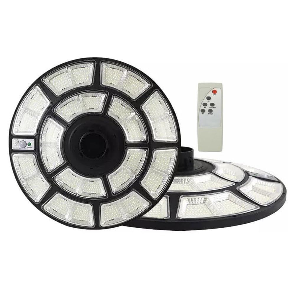 Lampione Solare Stradale 1200W Con Luce Bianco Fredda 6500K Forma Ufo Cerchio Con Telecomando Faro Da Esterno Impermeabile IP67 Crepuscolare