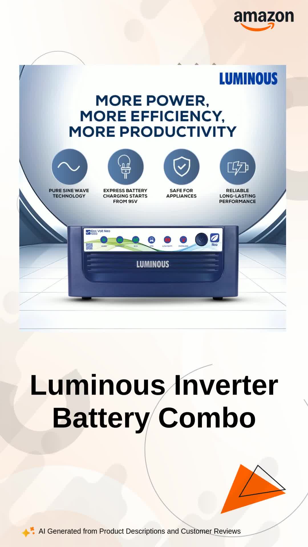 Watch Power Inverter Watch Luminous Inverter Battery Combo on Amazon Live