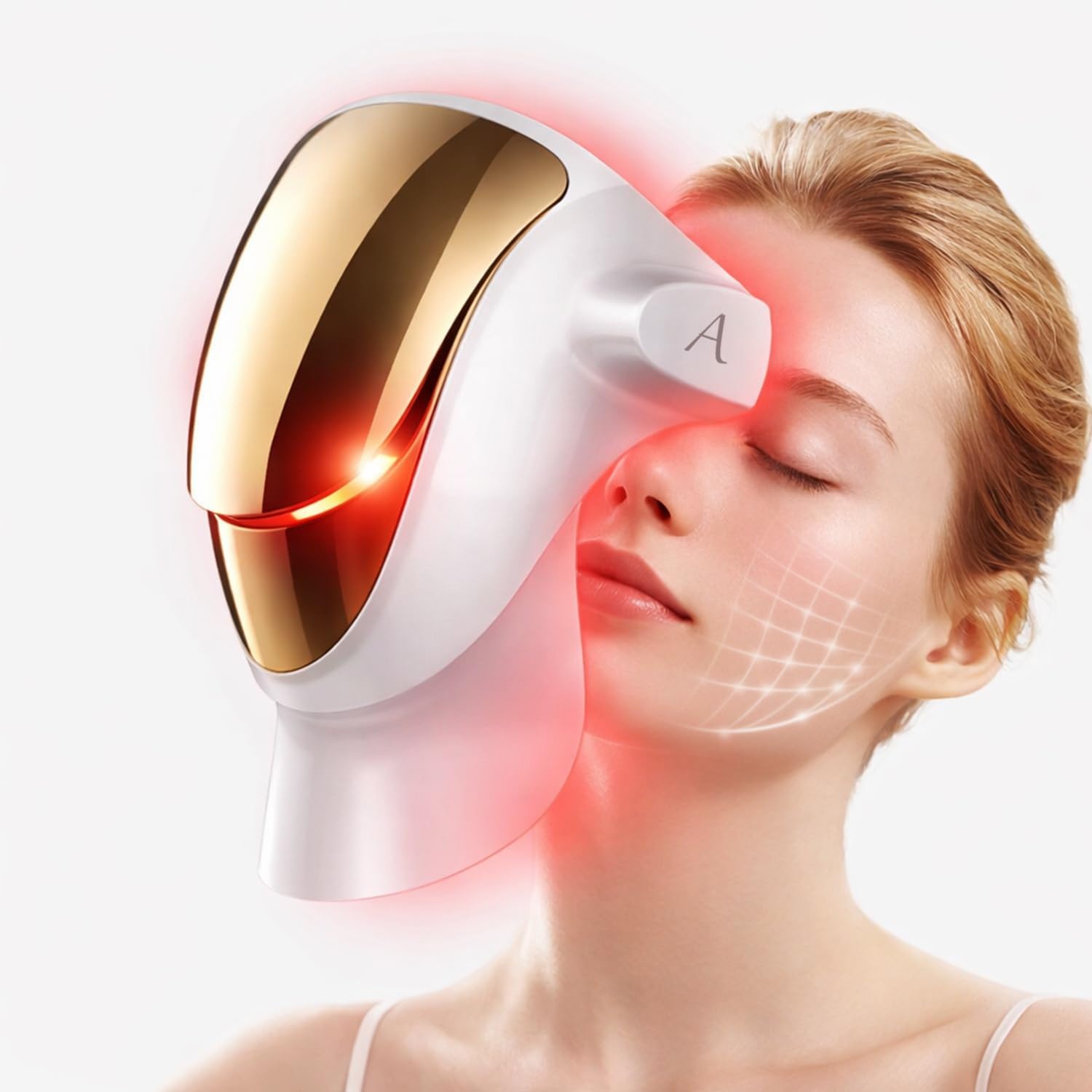 Aphrona Halo Led Face Mask Light Therapy, Led Light Therapy Facial and Neck Skin Care Mask, Blue Light Red Light for Acne Wrinkle Reduce