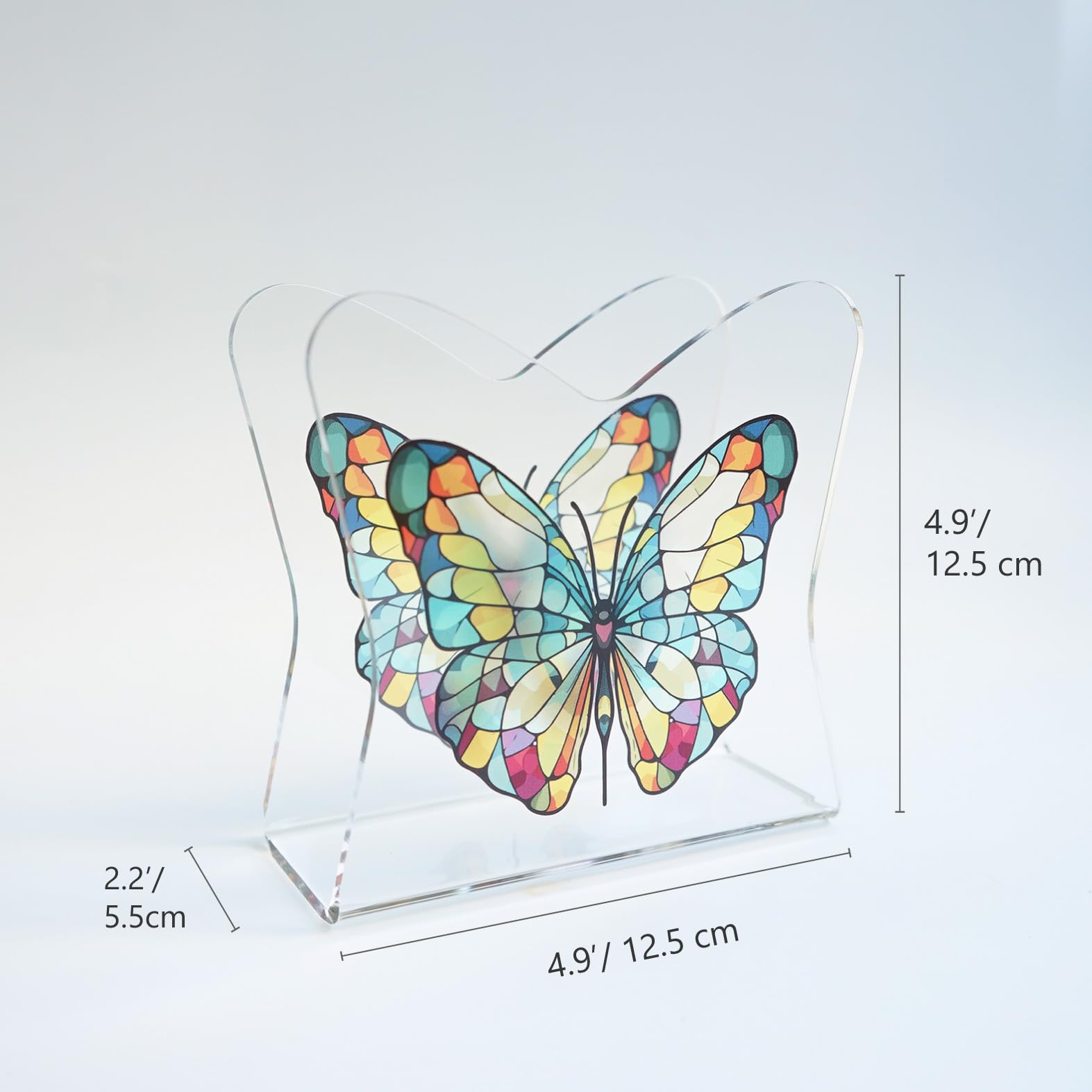 Tenedor de servilleta de mesa decorativo cristalino transparente de acrílico de la mariposa para la mesa/el dispensador independiente del tejido