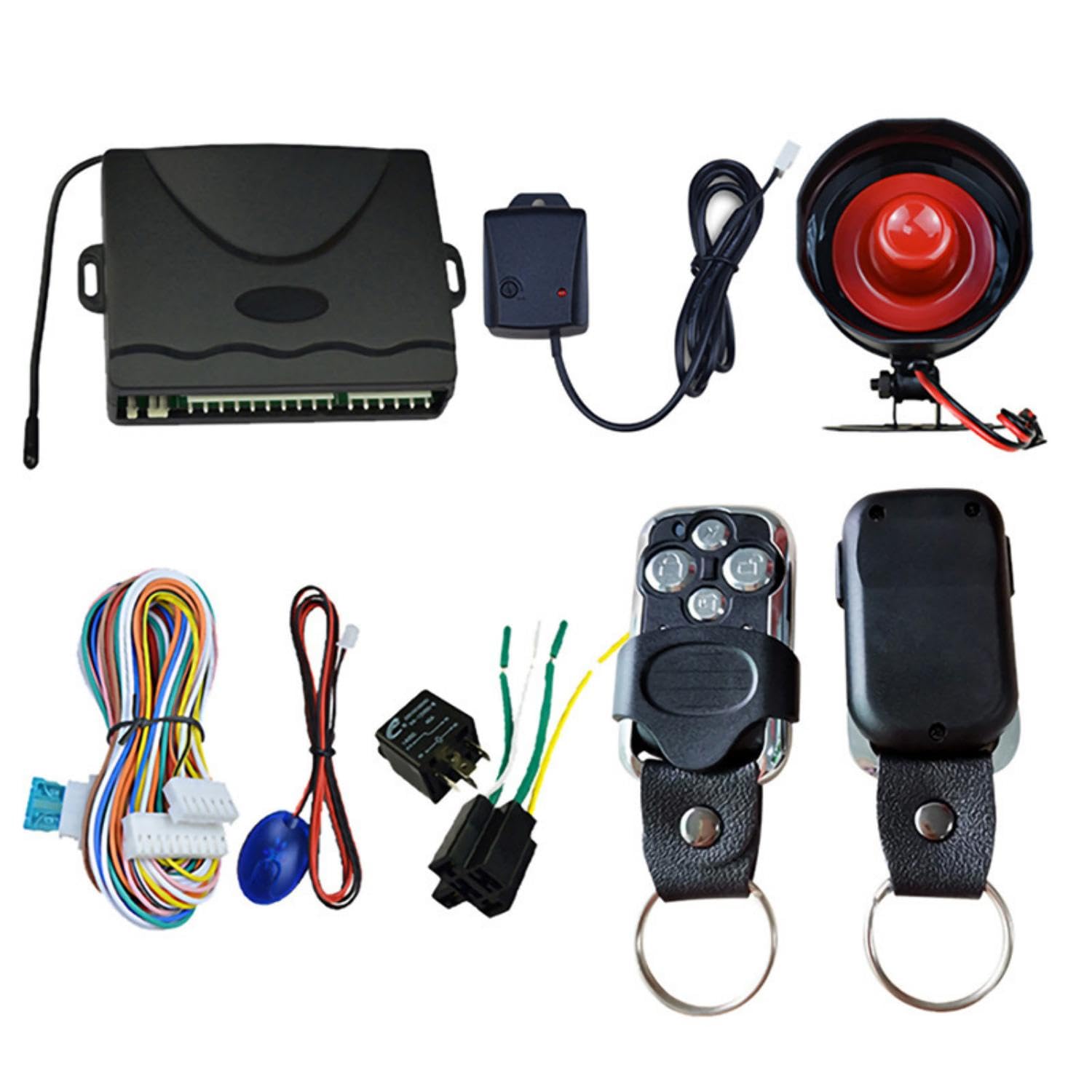Kit nuovo allarme auto e chiusura centrale a distanza con sensore di urto immobilizzatore sirena da 120db funzione anti-rapina telecomando universale per tutti modelli