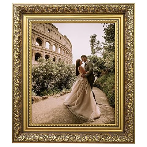 Ornate Photo Frame Traditional Dahlia Gold & Silver Picture Antique Art Frames Cover