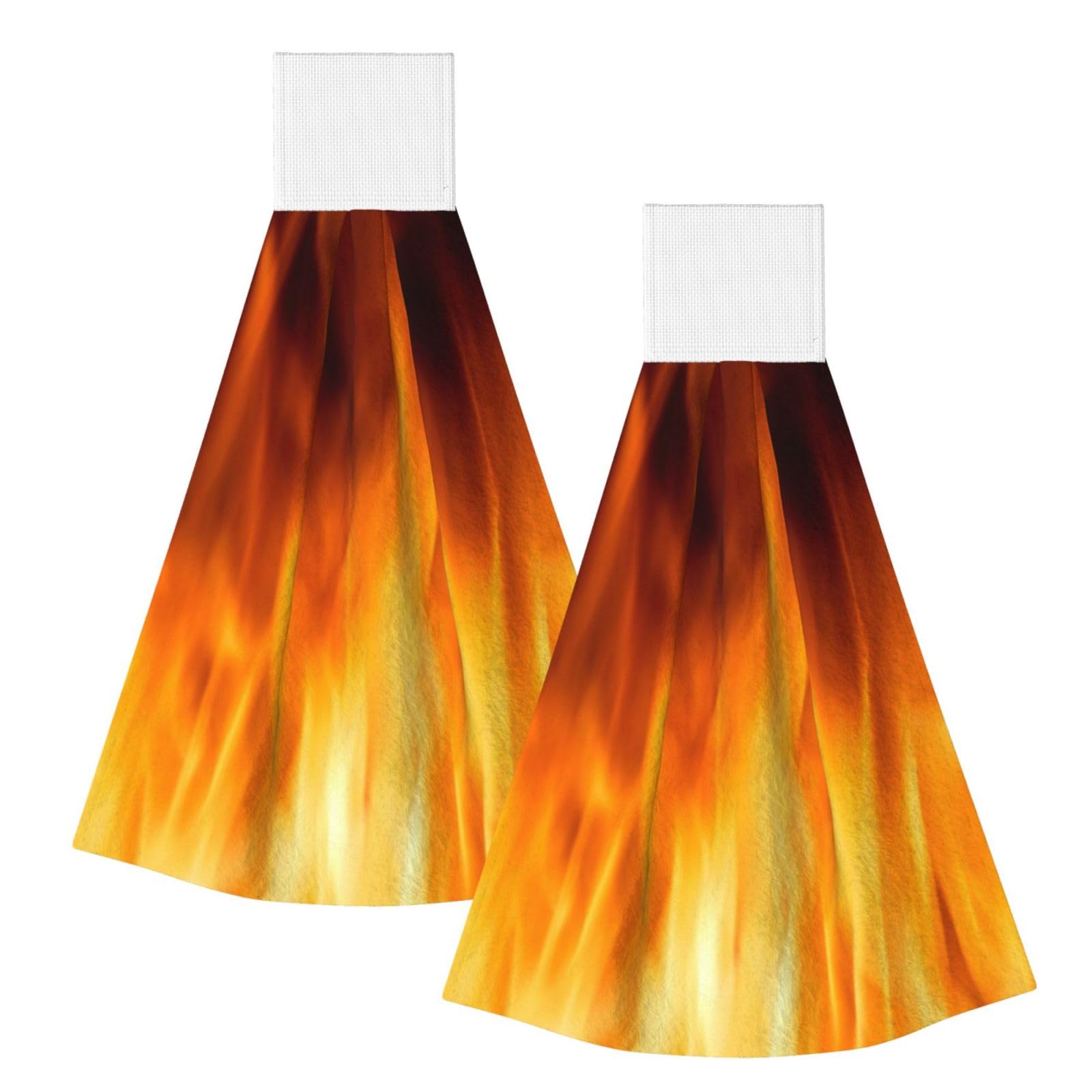 DOPKLNA Colorful Fire Flame, 2 Pcs Hanging Coral Fiber Hand Towels for Bathroom, Absorbent Kitchen Towels