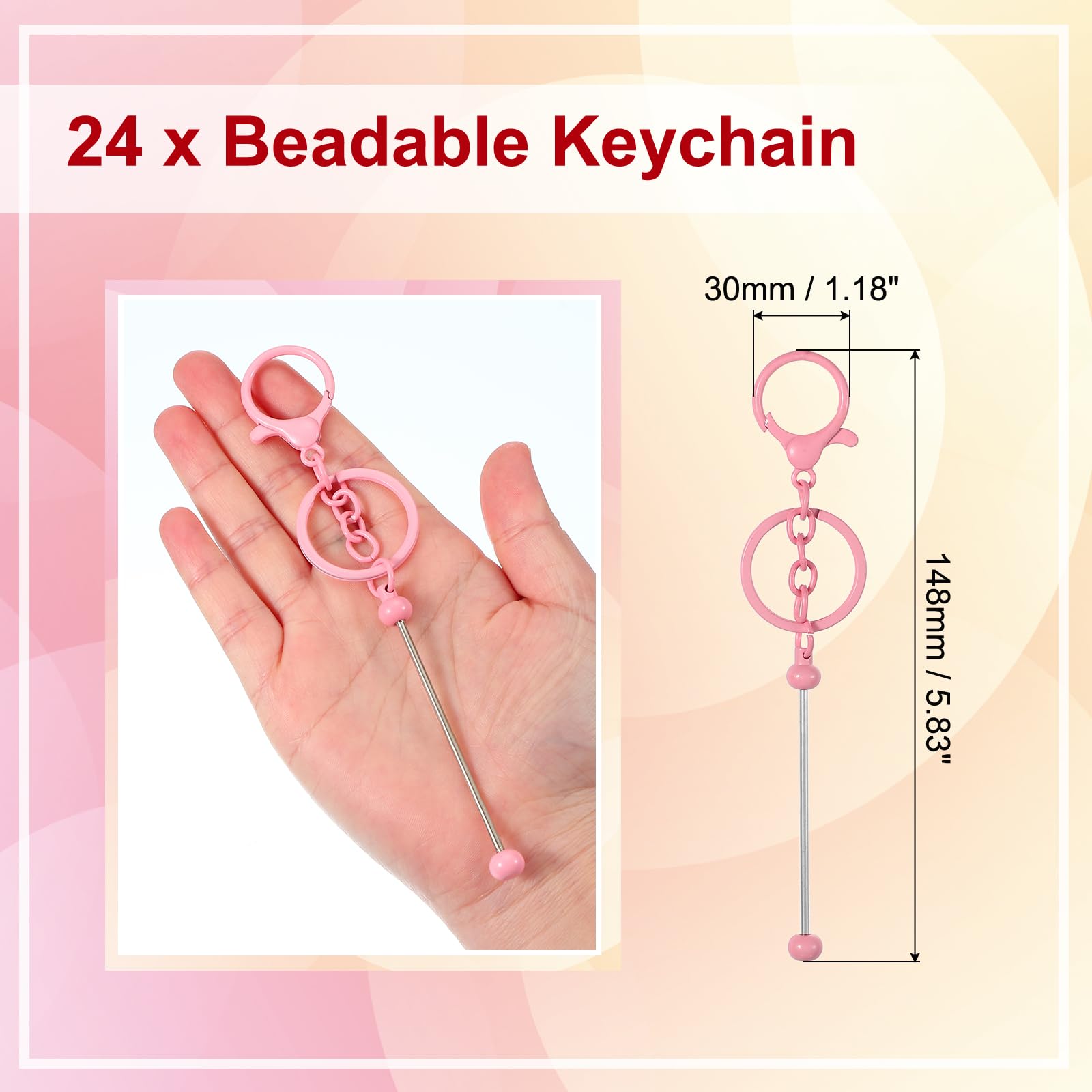 PATIKIL 24 Pcs Beadable Keychains Bars - Image 2