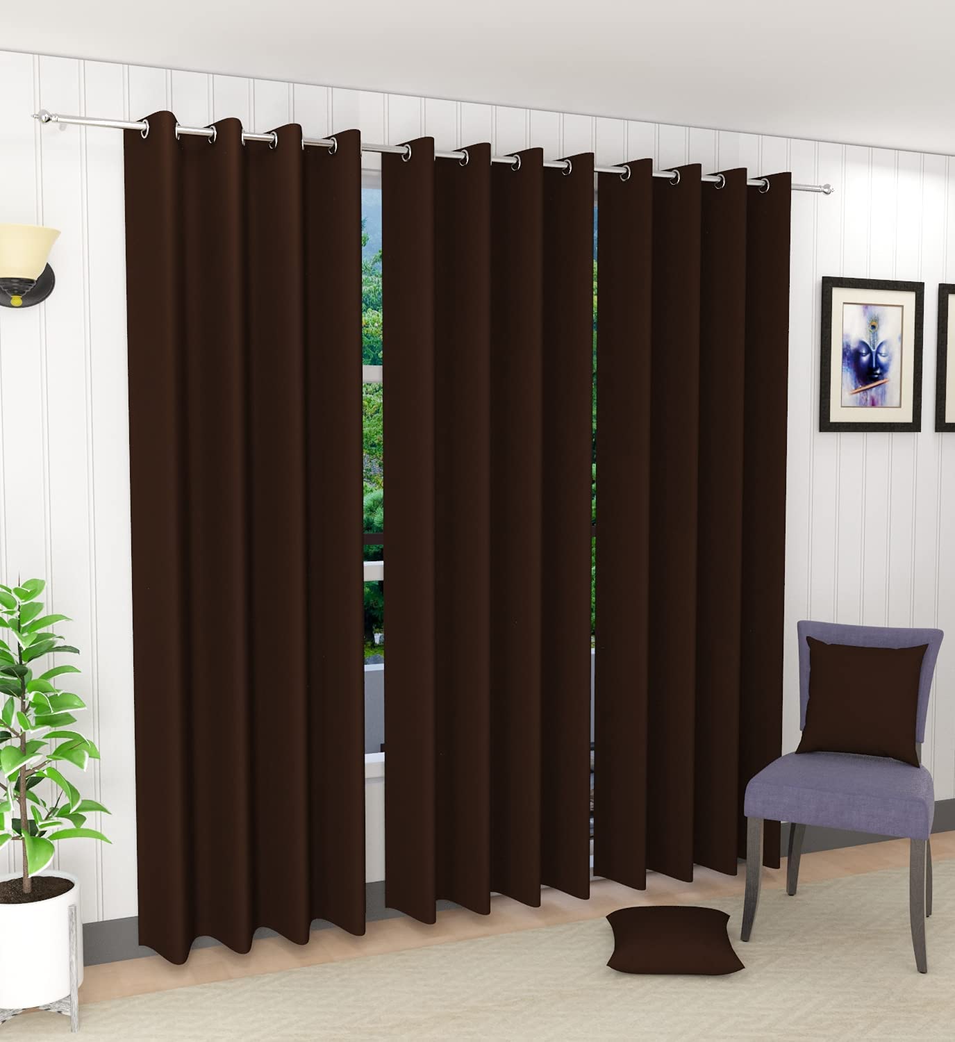 VJK FAB 100% Blackout Room Darkening Long Door Window Curtain 9 Feet Long Set of 1 Pc | Heavy Solid Polyeter Fabric Curtain Thermal Insulated, Coffee (B0C72PSQ88) Amazon Price History, Amazon Price Tracker