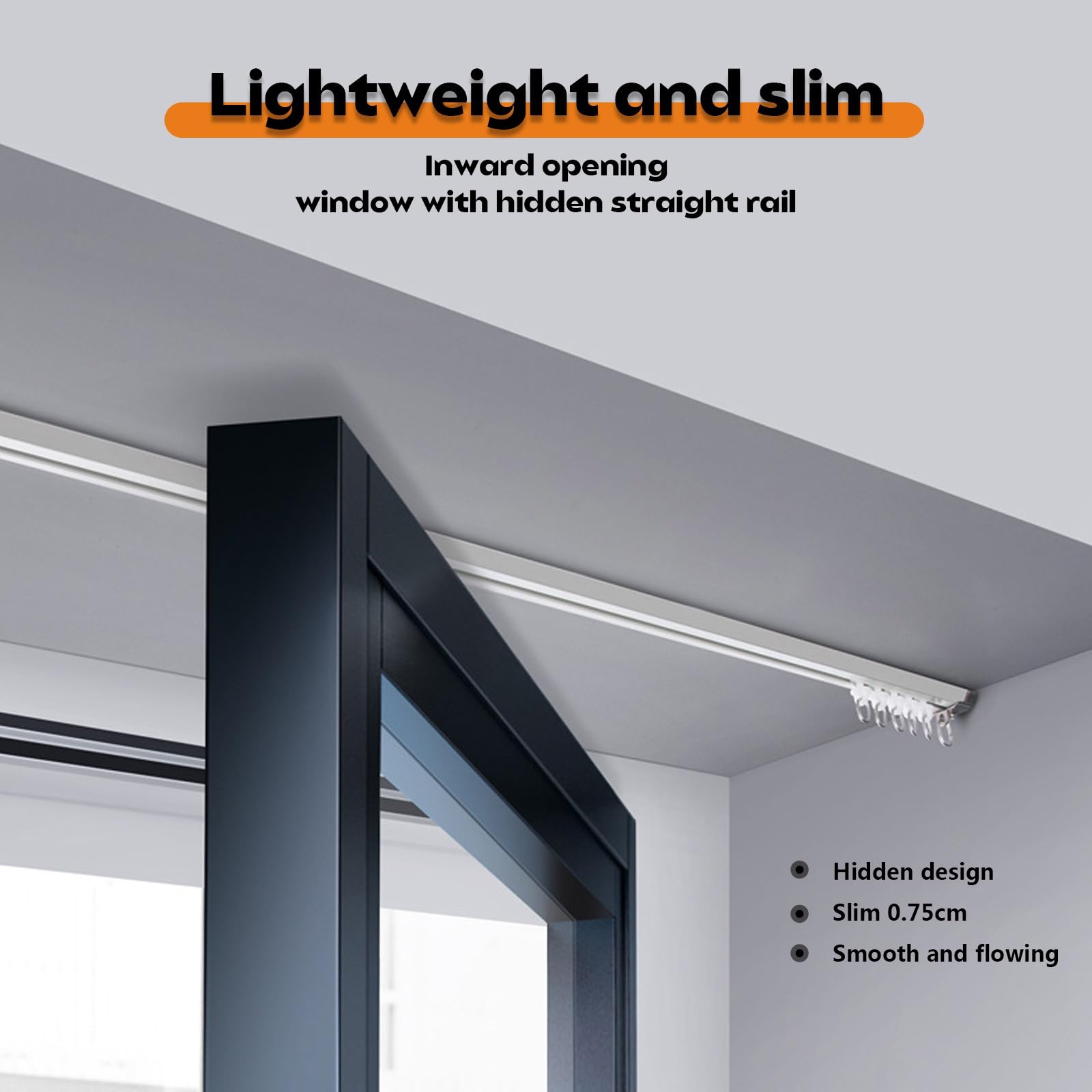 Tringle à rideaux ultra fine blanche de 120 cm avec embouts en alliage et support caché – Tringle à rideaux lisse et silencieuse pour une décoration d'intérieur élégante et une installation facile