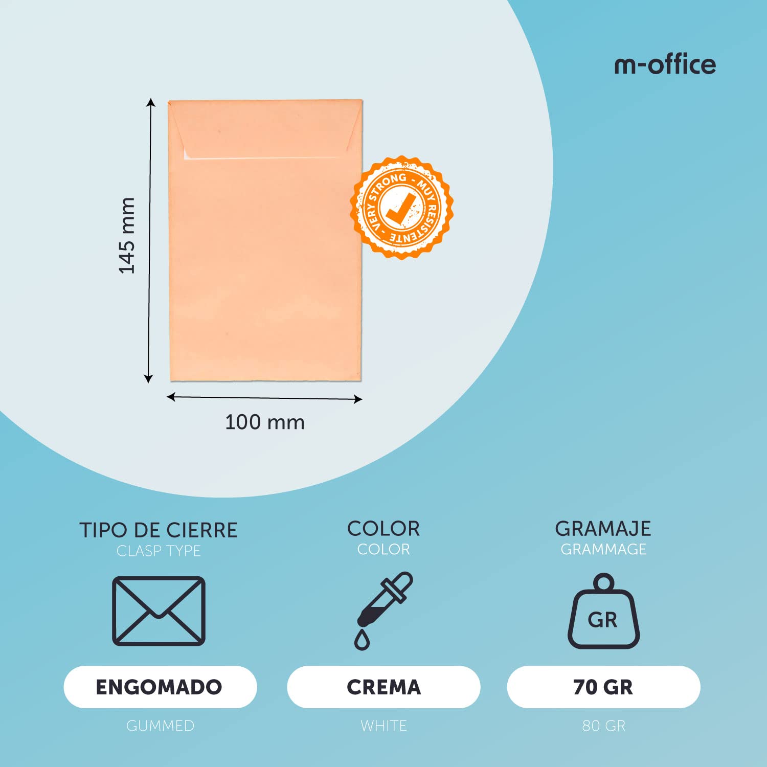 Sobres de Papel, Sobres Pequeños con Tira de Silicona para Invitaciones o Bolsitas de Regalo de invitados de Bodas o Comuniones Medida 100x145mm. Sobres para joyas o semillas · m-office (2000 uds)