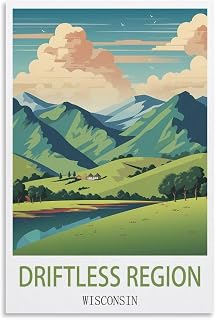 FUADDGG Driftless Region Wisconsin Vintage Travel Posters 08x12inch(20x30cm) Canvas Art Poster And Wall Art Picture Print Modern Family Bedroom Decor Posters, Unframe-style