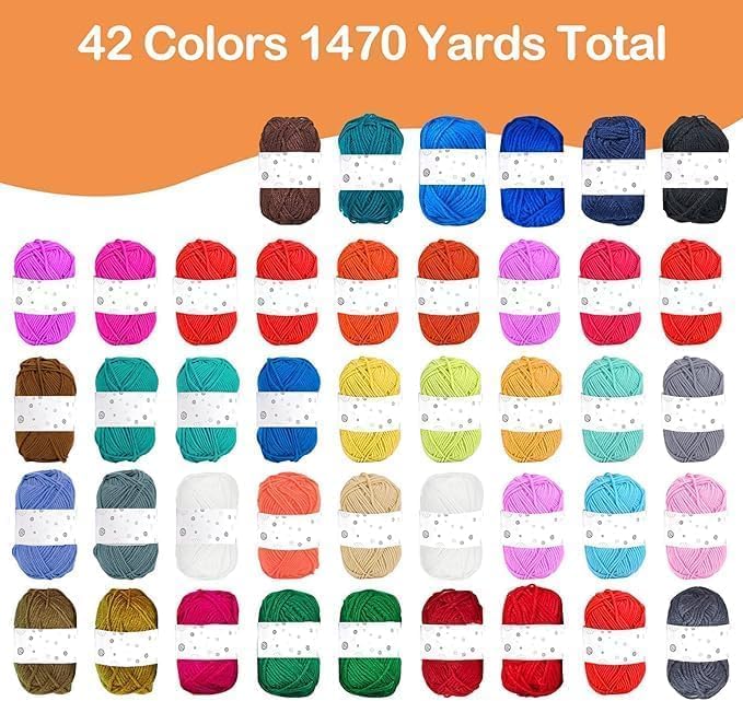 BESGEER 42 Rolls x 25G Acrylic Tufting Yarn Kit for Rug Making