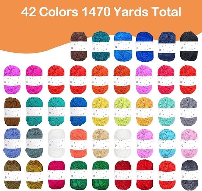 Image of BESGEER 42 Roll x25g Tufting Yarn Kit, Acrylic Carpet Yarn for Tufting and Rug Making