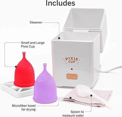 Miniatura 2 de Vasos menstruales con esterilizador, clasificado 1 para la taza de período más cómoda, suave y reutilizable, mata el 99.9% de los gérmenes con un