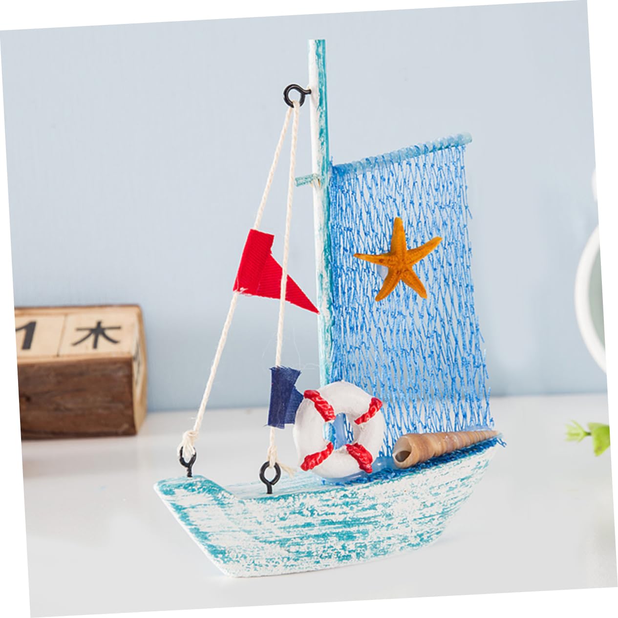 Dtoterul Modèle de voilier 2 Pièces Modèle Décoration Bois Nautique Ornements de voilier Voilier en Bois Mini Voilier Modèle Nautique Voile Bateau Décoration pour décoration Vacances
