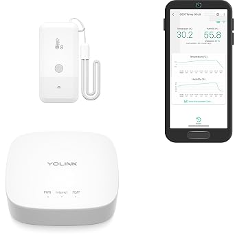 YoLink Smart Wireless Thermometer Hygrometer, Wide Temp Range for Freezer, Fridge, Green House, Pet Cage, App Alerts, Emails, Text/SMS alerts- Hub Included