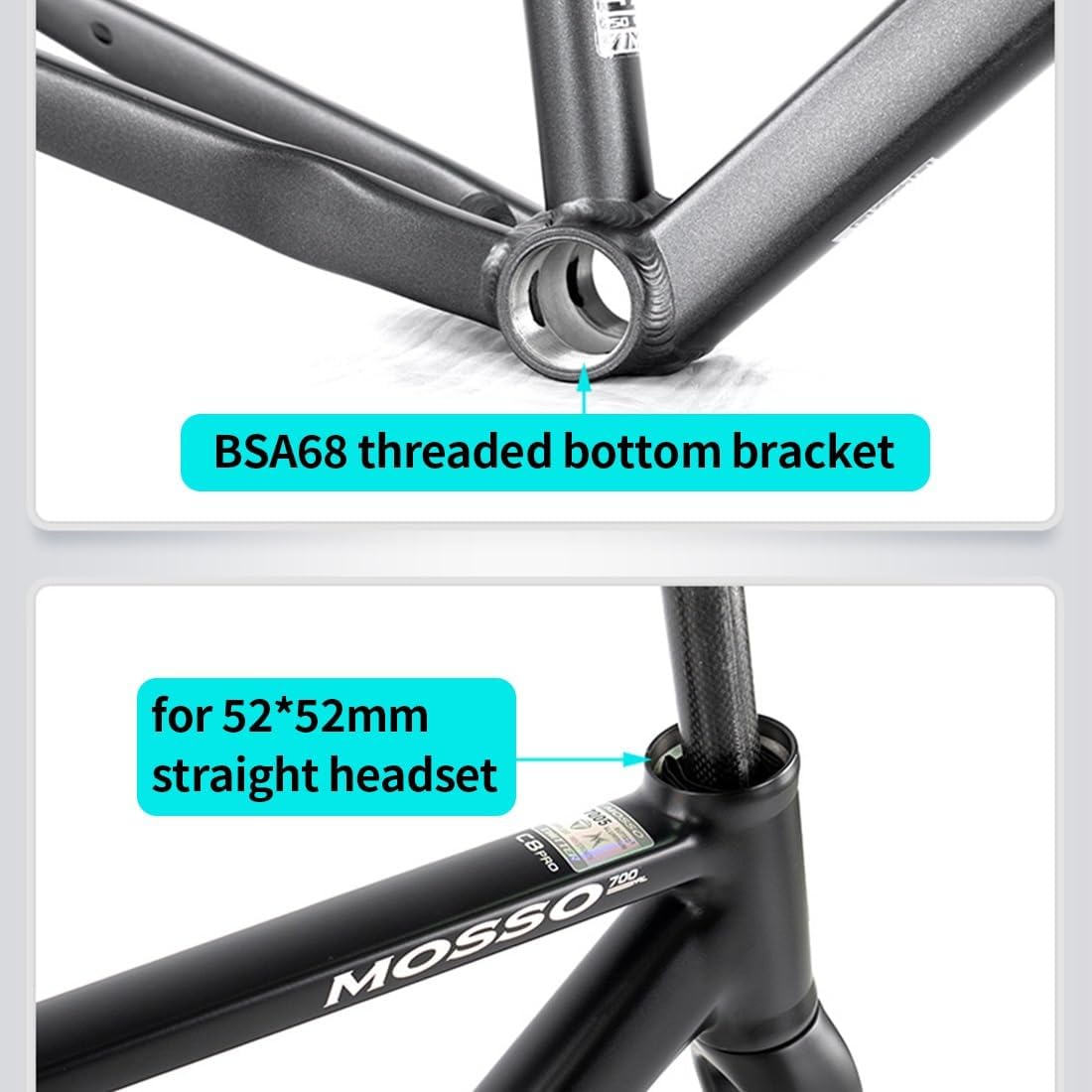 700C Road Bike Frameset 41/44/47/50cm Lightweight Aluminum Alloy Bike Frame Disc Brake Thru Axle F12*100mm R12*142mm with Carbon Fork, Internal Routing