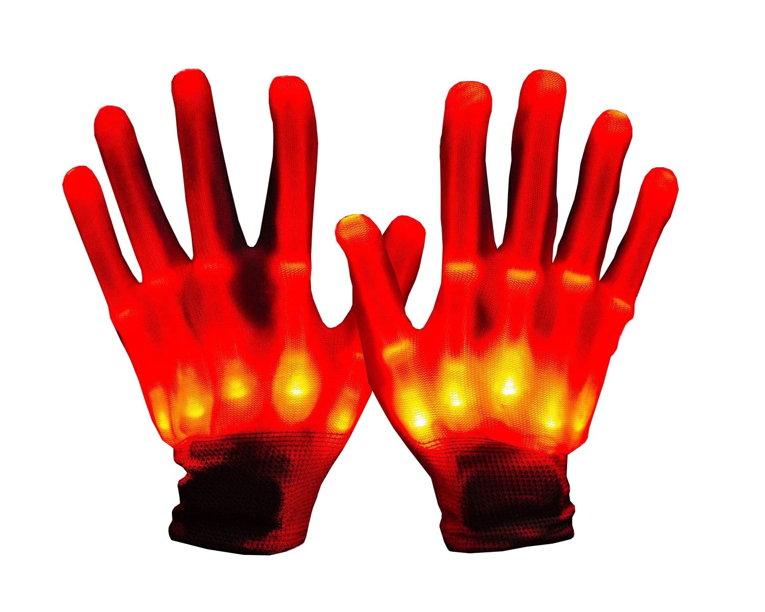 TangDao Halloween LED Glowing Gloves Horror Skull Hand Bone Claw Glittering Gloves (red, child)