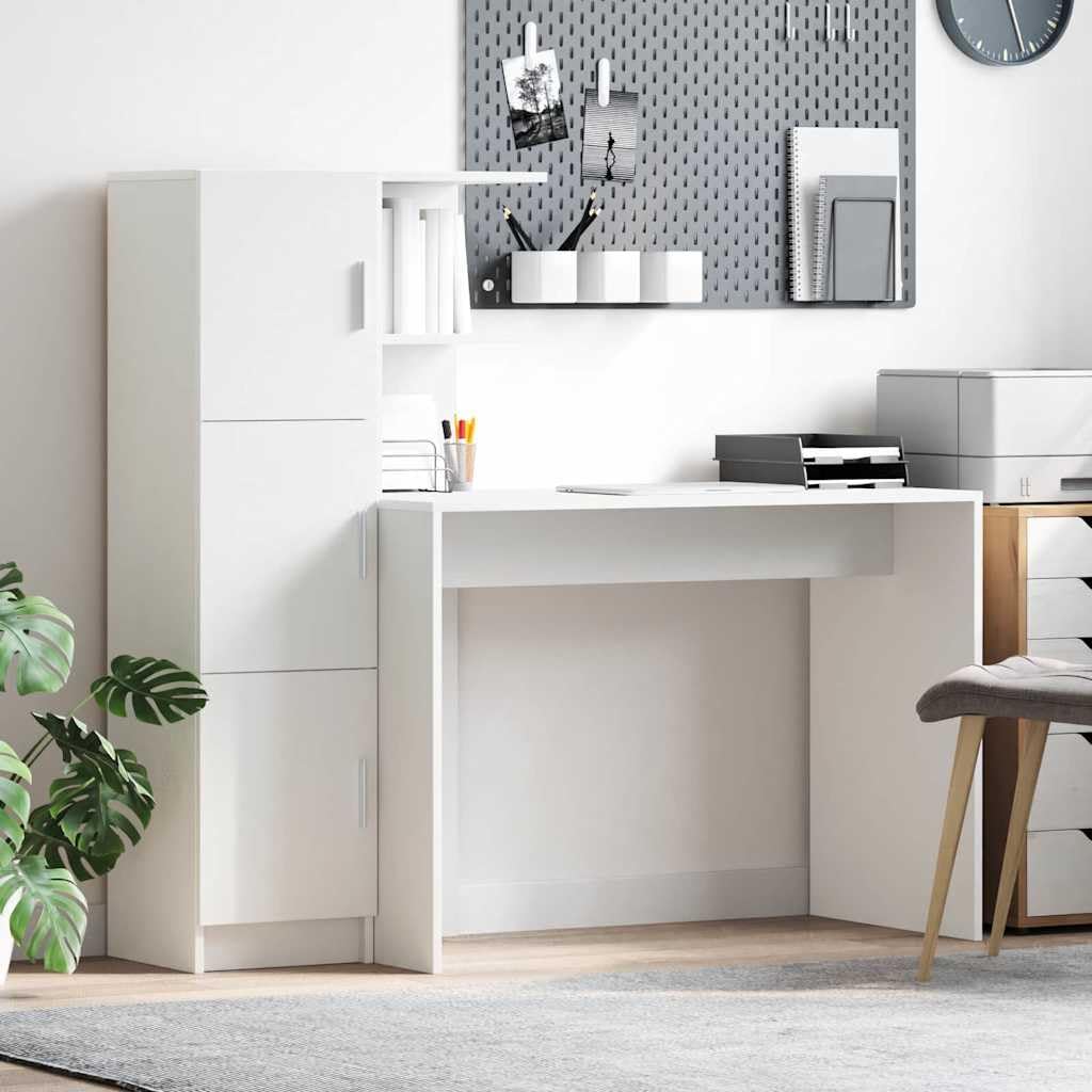 Bureau met wielen Wit 91 x 50 x 77 cm Bewerkt hout