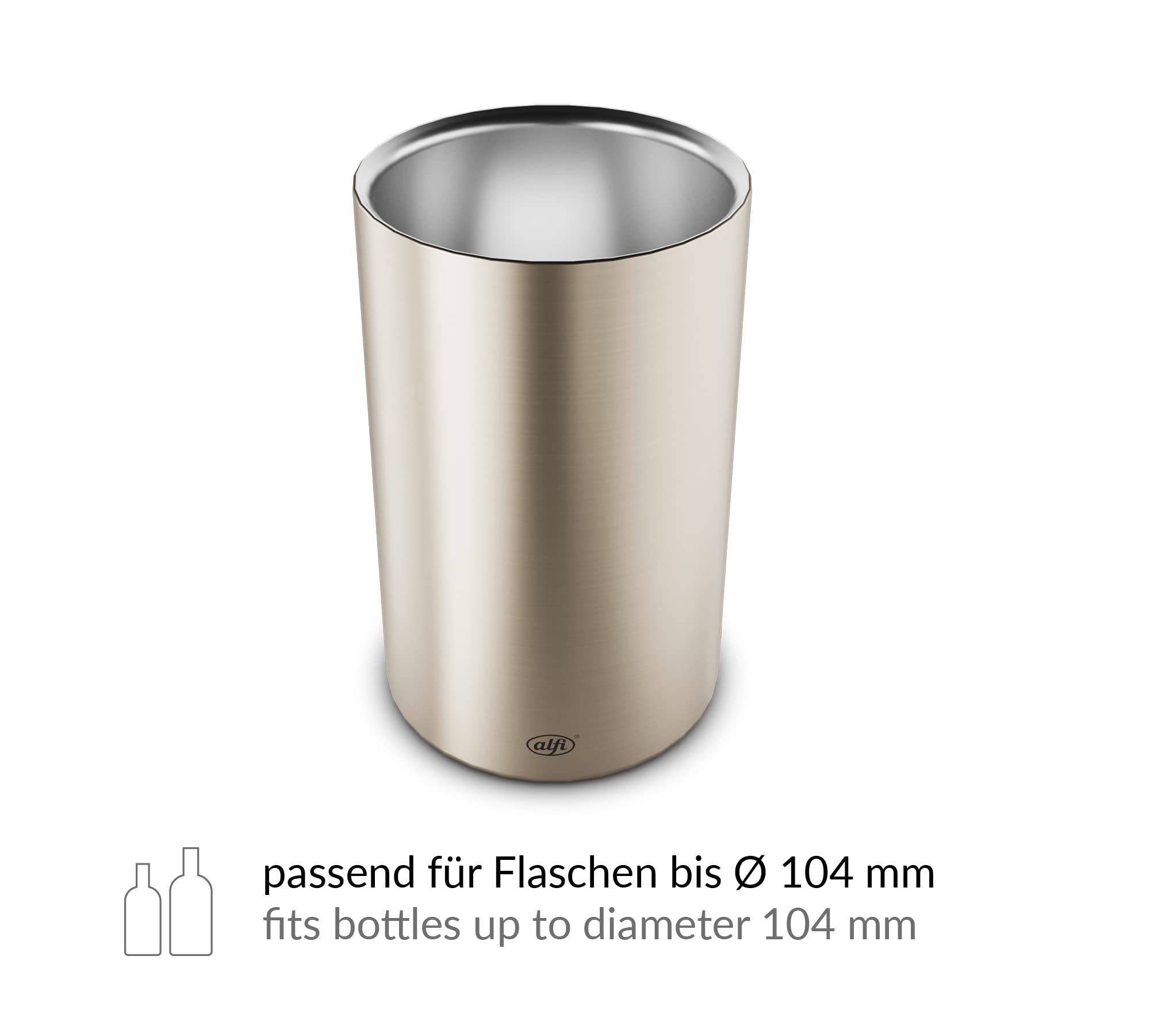 alfi Vino, Stainless Steel Polished, Enfriador de Acero Inoxidable para Botellas de 0,70-1 l, Mantiene el frío sin Agua de condensación ni Hielo, Bebidas frías hasta la última Gota