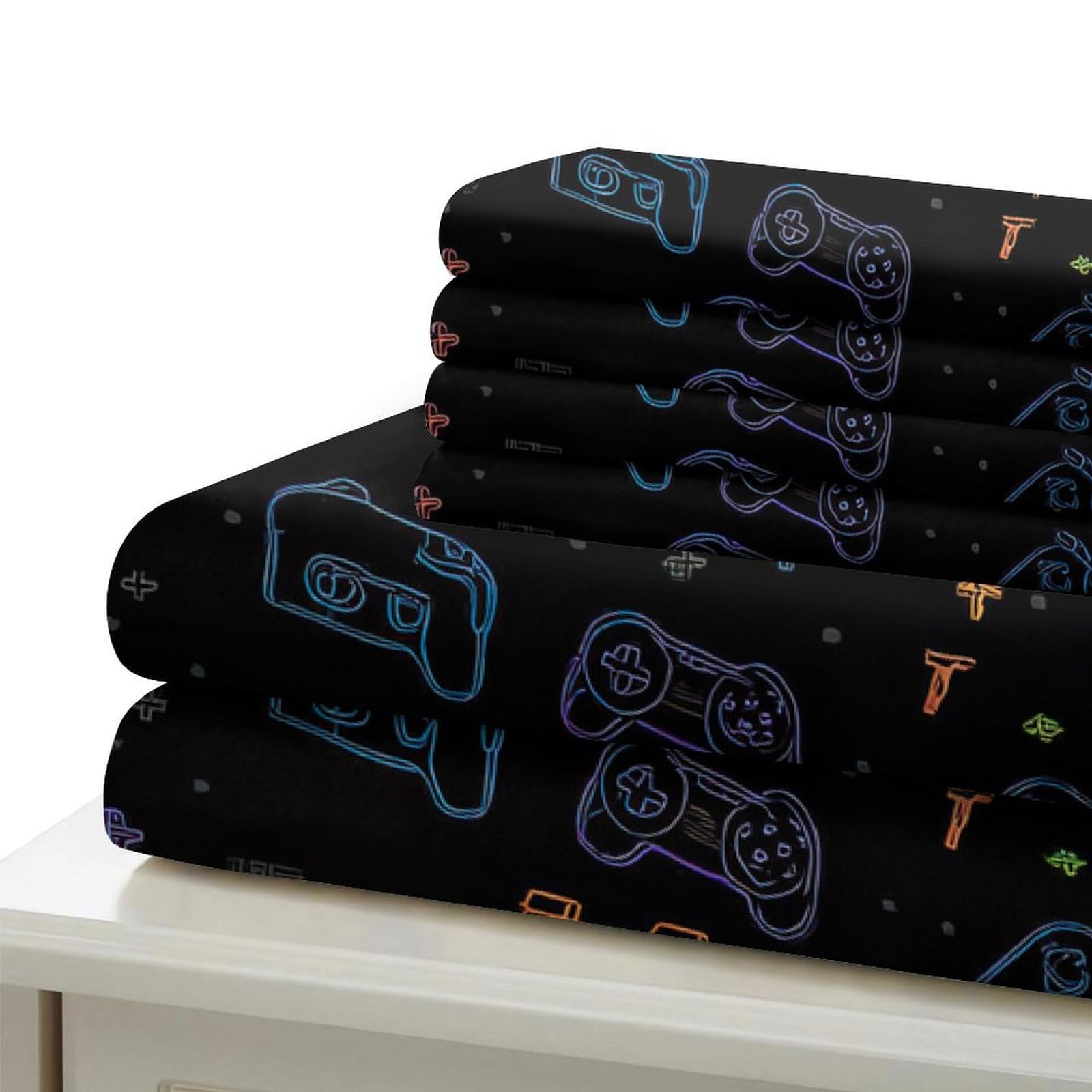 Juego de Funda Nórdica 3D Impresa Mando Gamer Microfibra Ropa de Cama Adolescente Adulto Decoración Dormitorio Suave Transpirable Super King（260x220cm）