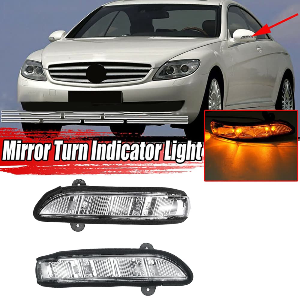 Riloer Clignotants de rétroviseur de porte latérale gauche/droite pour M-ERCEDES B-ENZ CLS C219 2004-2011 S-CLASS W221 2005-2013, 2198200521 2198200621 A2198200521 A2198200621