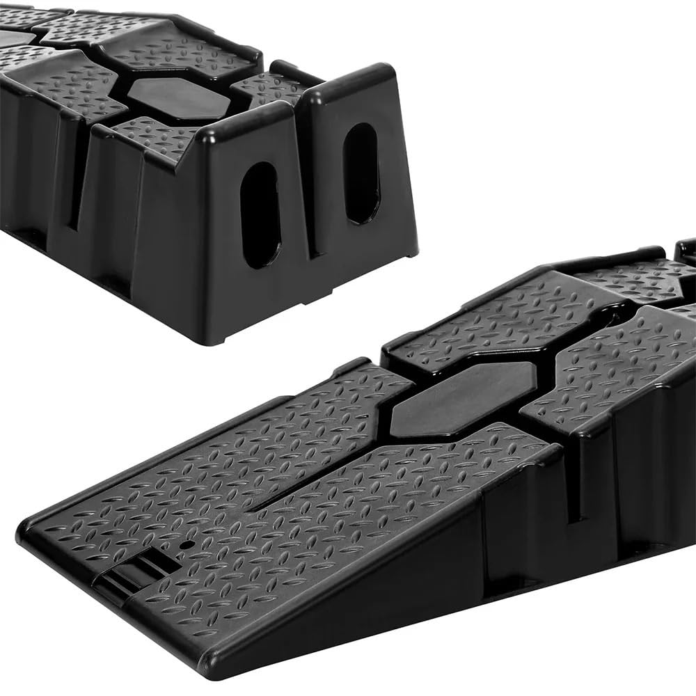 2PC przenośne rampy podjazdowe do kół samochodowych antypoślizgowy klin pod koło Heavy Duty zestaw ramp progowych do akcesoriów do przyczep samochodowych