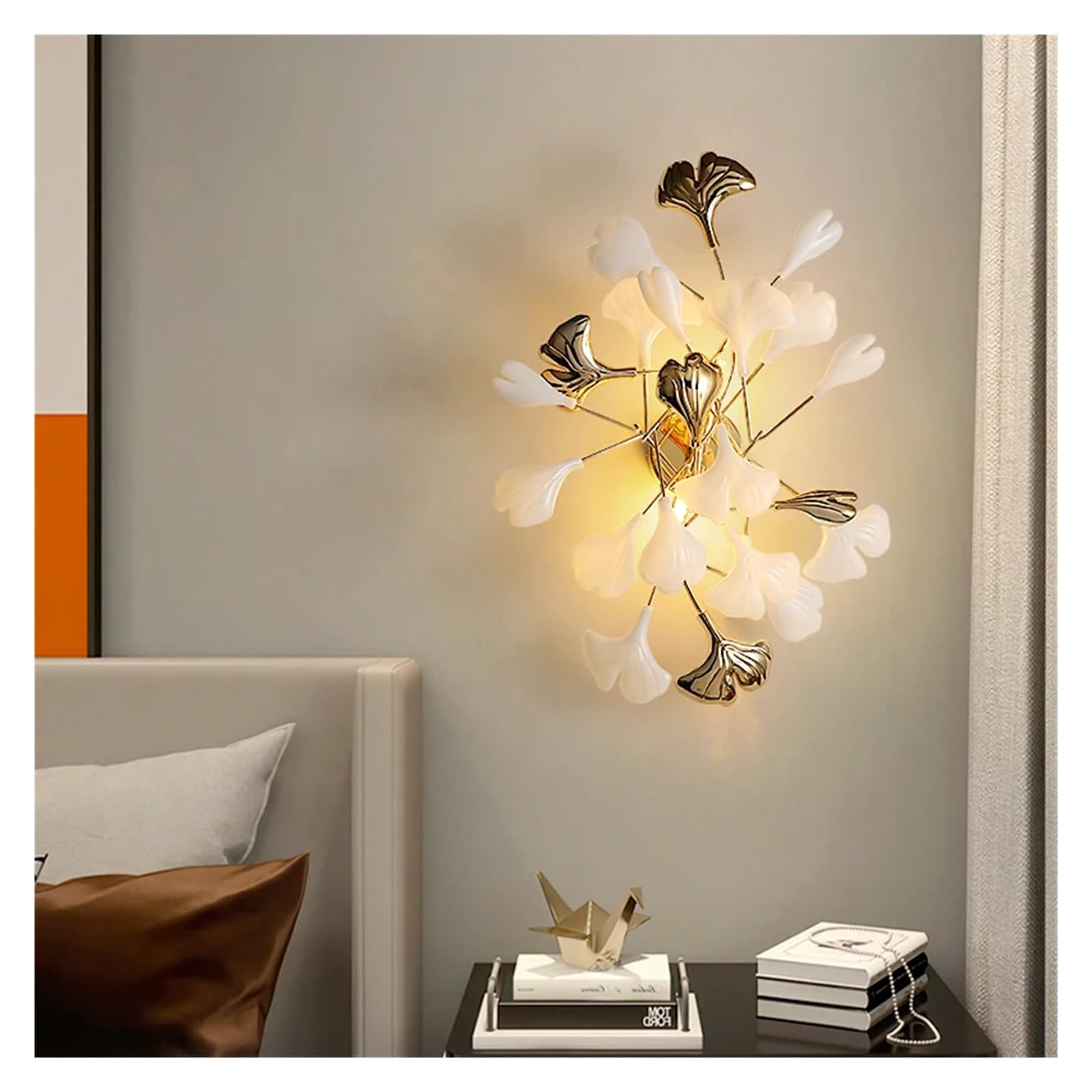 MESOVFCA Bedroom wall Lamps Modern Lamps and Lanterns Luxury - Ginkgo biloba Hallway Lamps Art Living Room Background Decoration Bedside Bedroom