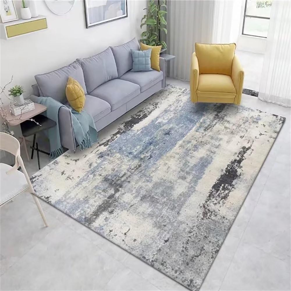 Tapis de salon resistant a l'usure gris-bleu 200x260cm contre les rayures de sol