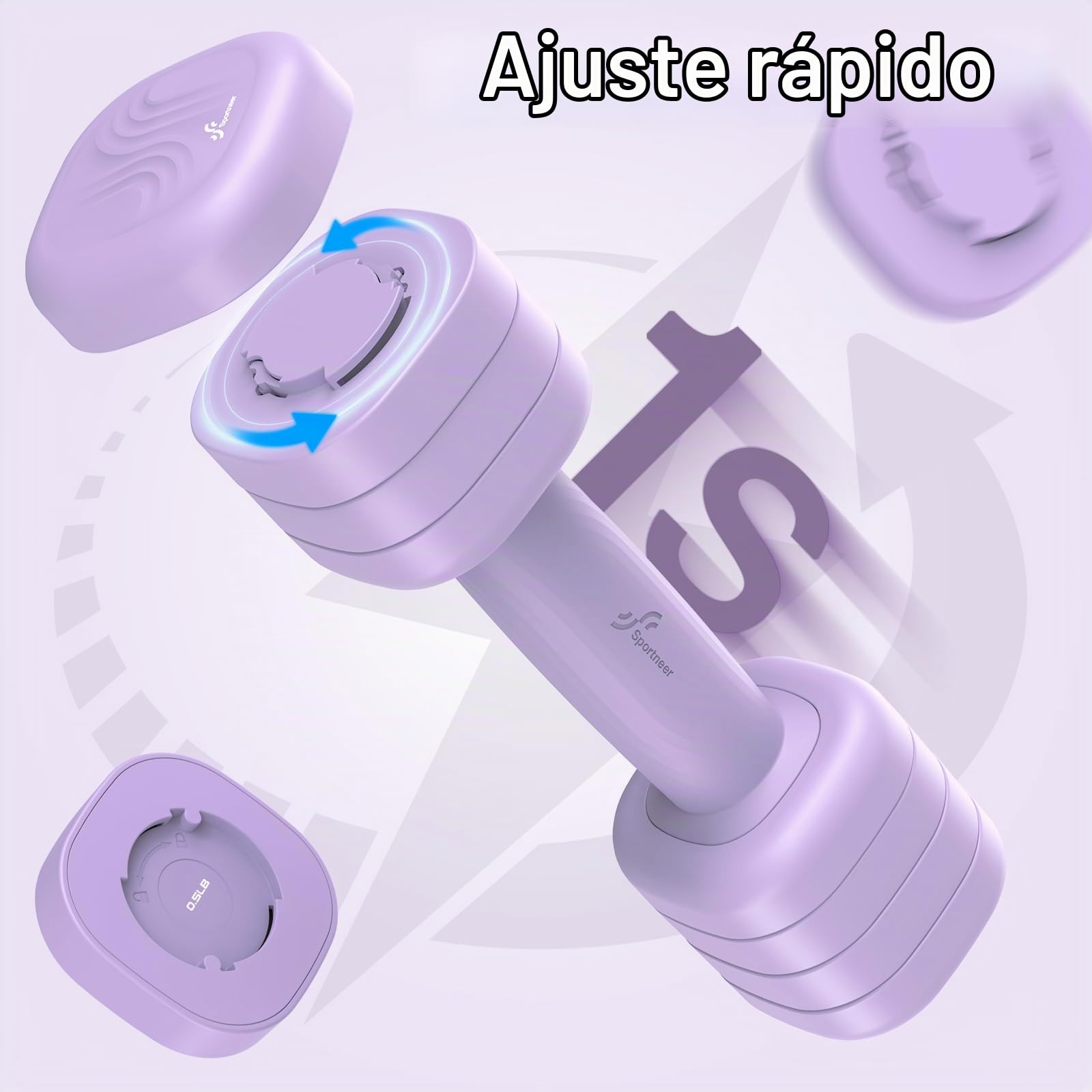 Sportneer Juego de mancuernas ajustables para mujer (1-2,5 kg cada una) - Juego de mancuernas 4 en 1 con agarre de TPU antideslizante, pesas para mujeres, gimnasio en casa, fitness, de