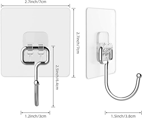 Miniatura 16 de Ganchos de pared adhesivos resistentes, resistentes y transparentes, soportan hasta 22 libras, impermeables y reutilizables, ideales para cocina