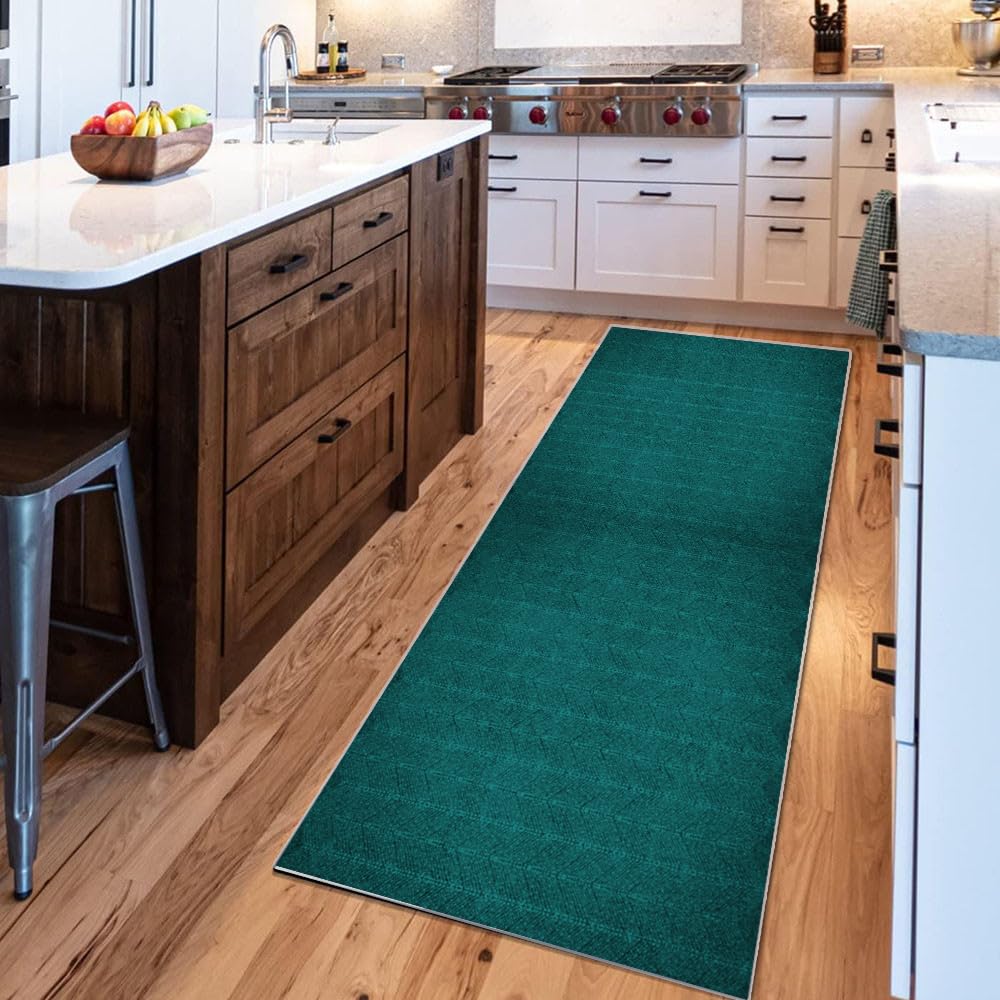 Tappeto Corridoio Lungo Tinta Unita 3.8 Metri Verde smeraldo Tappeto Cucina Antiscivolo Lavabile Tappeto Passatoia Corridoio per Corridoio Cucina Lavanderia Runner，，40x380cm