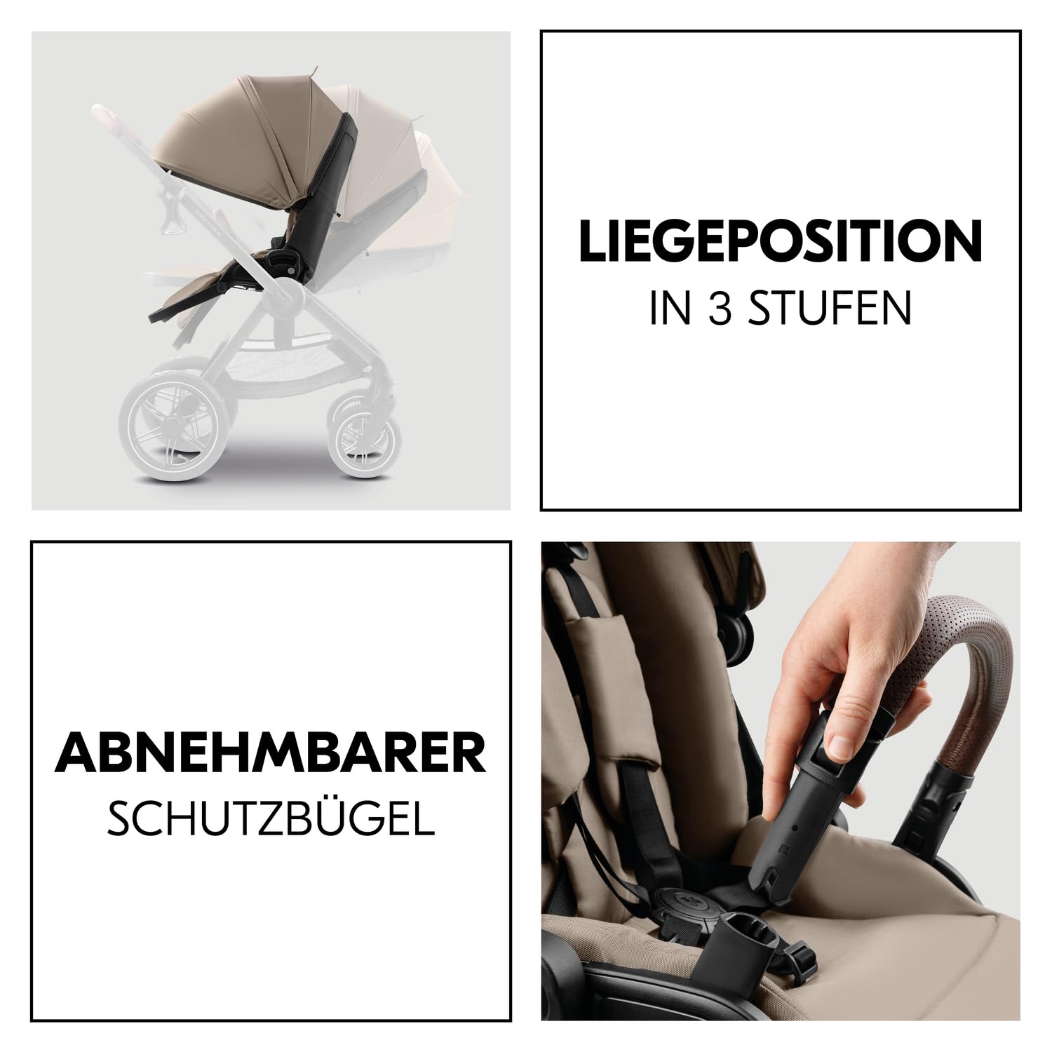 Hauck Comfort N Care Air Set Mocha 2in1 Kinderwagen mit Luftreifen, Wanne mit Memory Knöpfe, Wendbarer Sitz mit Beindecke & Liegefunktion bis 22 kg, Höhenverstellbar, inkl. Adapter