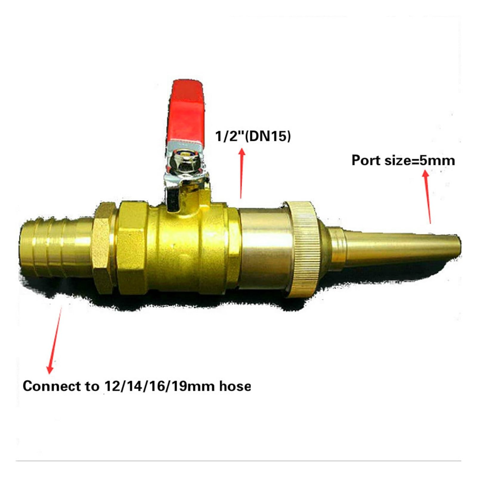 SSIMOO Interruptor de válvula de bola de latón, conector de pistola de agua de carrete de manguera, boquilla de pulverización de chorro de alta presión, riego de jardín, lavado de coches DN15 1/2" kin